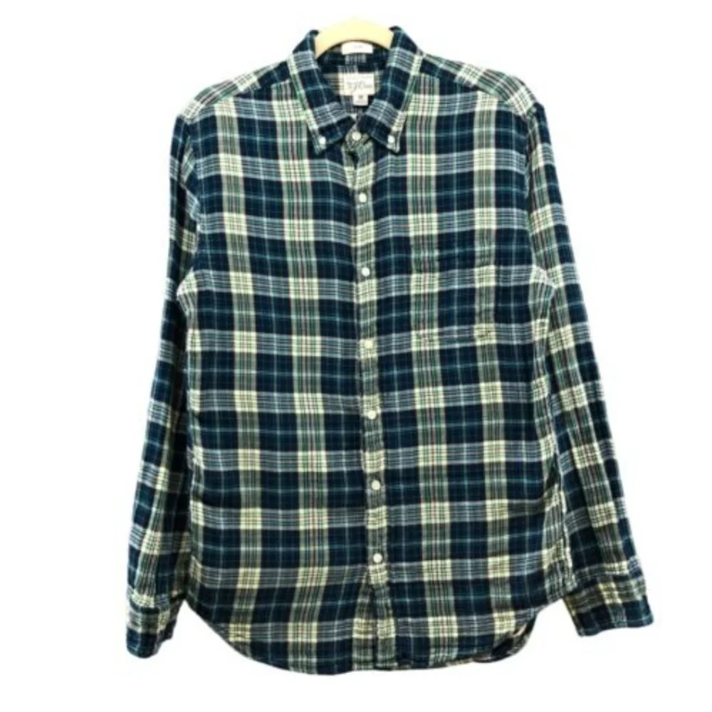 J.Crew Double Weave Shirt XXL 47-49 Blue Tartan Plaid BNWT SO $90